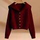 蝶俏語(yǔ)秋冬時(shí)尚復古短款毛衣小外套女慵懶風(fēng)小個(gè)子顯瘦上衣百搭針織開(kāi)衫 酒紅【優(yōu)質(zhì)版】 XL  【建議110-125斤】