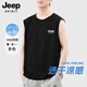 JEEP SPIRIT吉普背心男士夏季休閑冰絲涼感透氣坎肩無袖t恤男裝上衣 黑色 L