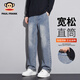 大嘴猴（paul frank）牛仔褲男士秋季日常簡(jiǎn)約百搭柔軟親膚直筒牛仔褲男 藍色 L