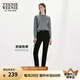 Teenie Weenie【涼感】小熊春季簡約修身小腳牛仔褲小個子長褲女款 黑色 S (160)