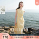 三彩2025夏季新款無(wú)袖背心裙圓領(lǐng)收腰A字裙長(cháng)裙清新度假M