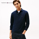 Tommy Hilfiger25秋冬新款男裝商務(wù)休閑青年純色小繡標修身翻領(lǐng)長(cháng)袖T恤POLO衫 藏青色DW5 M