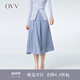 OVV2023春夏新款女裝舒適柔軟簡潔爽滑垂墜飄逸不規(guī)則A字半裙 藍灰（凈色）53 L