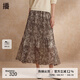 播碎花半身裙女商場同款2024夏新款復(fù)古褶皺雪紡長裙BDR2BD1662 O64琥珀花 S