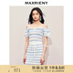 MAXRIENY甜美少女感一字肩吊帶針織上衣女修身顯瘦 淺牛仔藍(lán) L 03/38