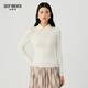 深呼吸DEEP BREATH女裝坑條打底純羊毛針織衫女A301124 奶油白 L (4)