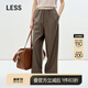 LESS【商場(chǎng)同款】2025夏新拼接撞色全羊毛休閑九分褲女2P5E11030 257深卡其 M