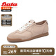 Bata休閑鞋女牛皮通勤復(fù)古德訓(xùn)運(yùn)動(dòng)鞋ACO23AM4 杏色 37