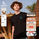 哈吉斯（HAZZYS）男裝 夏季休閑重磅大Logo寬松圓領(lǐng)短袖T恤男ASTZE0CBX70 黑色BK L （175/96A 48）