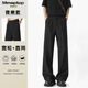 MMOPTOP微喇西褲子秋冬季男士速干透氣寬松舒適直筒休閑褲M(mǎn)XXK37黑色L