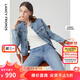 朗姿法式復(fù)古百搭休閑短款藍(lán)色牛仔外套女新款高級感早春新款上衣 巴黎藍(lán)色2 L