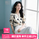 晚白【新品】2025早秋款時尚水墨復(fù)古上衣休閑氣質(zhì)印花V領(lǐng)中袖襯衫女 花色 M