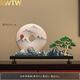 RWTW新中式擺件平安扣家居客廳書柜博古架桌面辦公室軟裝飾品高端 【山水平安扣】擺件(藍色)