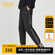 卡賓（CABBEEN）【撞色織帶】拼接休閑褲男2024夏季新款錐形束腳衛褲寬松刺繡 煤黑色01 XL /180/52