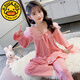 G.duck女童睡衣公主風(fēng)2025春秋新款中大童女孩長(cháng)袖溫柔家居服空調服套裝 粉色套裝【棉面料】 160 建議155cm內5-15歲