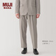 無印良品（MUJI）男式 易打理 彈力 單褶褲 男士長褲子西褲秋季 AE0Y3A4A 淺灰棕色 M (170/80A)