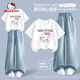 Hello Kitty女童夏季套裝2025新款洋氣女孩純棉短袖時(shí)尚愛心牛仔褲中大童夏裝