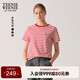 Teenie Weenie小熊T恤女2025年夏季新款海軍風(fēng)休閑圓領(lǐng)條紋短袖T恤女