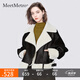 MeetMetro瑪依爾撞色毛領(lǐng)機(jī)車風(fēng)短外套女裝2025秋冬新款加絨飛行員夾克 黑色【現(xiàn)貨閃電發(fā)】 S