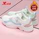 特步（XTEP）女鞋冬季皮面休閑老爹鞋2025新款冬防水跑步鞋保暖旅游運動(dòng)鞋子女 帆白/淺藍粉(加絨保暖棉鞋) 38