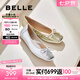 百麗（Belle）七夕禮物芭蕾風(fēng)晚晚平底單鞋女商場(chǎng)同款瑪麗珍鞋B3W1DCQ4 金色  （軟糯羊皮，質(zhì)感光澤） 37 (235mm)