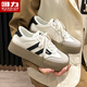 回力女鞋德訓(xùn)鞋女2025新款夏季復(fù)古小白鞋厚底百搭板鞋輕便休閑鞋子女 白黑 37 (235mm)