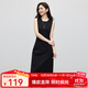 熙世界（sllsky）通勤知性?xún)?yōu)雅黑色無(wú)袖連衣裙2025春季新款背心裙內搭裙子 隕石黑 M