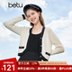 百圖betu女裝秋季新款毛針織衫小香風拼色設計V領(lǐng)毛開衫女2308T02 白色 S