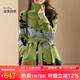 迪菲麗格洋氣綠色提花毛呢外套女春裝2022新款收腰中長款呢子大衣 圖片色 M