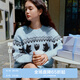 樂町姆明聯(lián)名圓領(lǐng)線套衫20寬松毛衣費(fèi)爾島毛衫 融冰藍(lán)（現(xiàn)貨） S