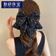 默研（MOYAN）韓系碎花蝴蝶結飄帶抓夾氣質(zhì)百搭復古溫柔后腦勺盤(pán)發(fā)半扎發(fā)夾發(fā)飾 韓系碎花飄帶抓夾-黑色