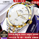 羅賓尼（LOBINNI）手表男士長(zhǎng)輩機(jī)械手表全自動(dòng)進(jìn)口機(jī)芯夜光防水瑞士風(fēng)十大品牌男表 【典藏版】19080高貴間金【進(jìn)口機(jī)芯】
