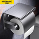 摩豪（Mohao）免打孔紙巾架衛生間304不銹鋼手機置物架廁所手紙盒壁掛式卷紙架 【304拉絲槍灰】單紙巾架-帶擋水蓋板