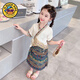 G.DUCKKIDS女童夏裝套裝兒童漢服少數(shù)民族風(fēng)服裝女寶寶傣族服飾舞蹈表演出服 杏色兩件套+黃色頭飾 130