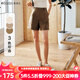 Olrain法式高級穿搭咖色休閑褲女夏季高腰直筒短款闊腿褲 咖色 M