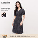 珂萊蒂爾2025夏季新款復(fù)古波點(diǎn)連衣裙女V領(lǐng)短袖經(jīng)典裙子 黑色 L