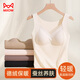 貓人女士保暖背心女桑蠶絲內衣羅紋蕾絲秋冬帶胸墊吊帶免穿文胸白色L