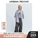 UR2025夏季新款女裝撞色條紋紐扣七分袖開襟襯衫UYV250023 淡藍(lán)條紋 S