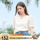 百圖betu女裝2025夏季新款襯衫國風(fēng)泡泡袖同色繡花短袖上衣女2503T48 淺杏色 L