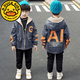 G.DUCKKIDS男童牛仔外套冬裝加絨加厚棉襖洋氣3-10歲兒童羊羔毛寶寶帥氣棉衣 橘A色大男孩 140 適合身高130