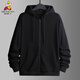 稻草人（MEXICAN）衛衣男純色連帽上衣春秋季寬松休閑開(kāi)衫運動(dòng)外套 黑色 2XL