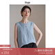 旅途原品ltyp 法國進口100%亞麻文藝背心女夏極簡休閑無袖外穿上衣 天空藍(lán) M