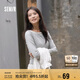 森馬（Semir）長(zhǎng)袖T恤女不對(duì)稱假兩件2025秋季小心機(jī)修身拼色衣服10A525101001