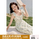 獨(dú)束大碼女裝法式小飛袖溫柔碎花連衣裙夏季新款收腰顯瘦吊帶裙 花色 4XL （尺碼：6）