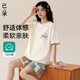 已朵100%純棉睡衣女夏天短袖短褲寬松大碼薄款全棉少女家居服夏季套裝