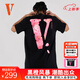 VLONESakura大V字Logo櫻花印花短袖T恤男女同款半袖新款純棉休閑夏裝 VLTE22004黑粉 L