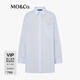 MO&Co.襯衫秋苧麻簡(jiǎn)約凈色寬松中性白色藍(lán)色MBD3SHT028 愛(ài)麗絲藍(lán)色 M 165