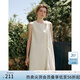 范思藍(lán)恩蝴蝶結(jié)飄帶壓褶連衣裙女夏季2025新款七夕送老婆修身顯瘦裙子2622 奶黃色 S