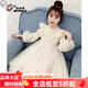 奧特曼女童連衣裙春秋裝2025年新款ins韓版潮流兒童長袖公主風洋氣紗裙 熱售1912淺杏色春款 150 建議拍大一碼
