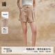 播寬邊系帶腰頭休閑褲2024夏新款商場(chǎng)同款通勤闊腿短褲BDR2KD1304 O30沙丘 S